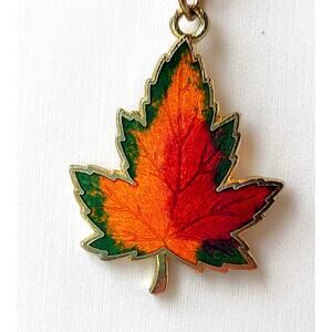 Maple Leaf Pendant Necklace Vermont Canada Enamel